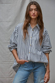 Sail Away Set Stripe Top Navy