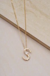 Mixed Crystal Initial 18k Gold Plated Necklace