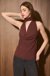 Sadie Scarf Top Dark Brown