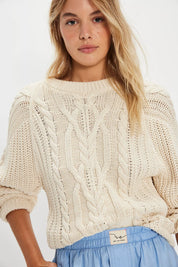 Frankie Cable Knit Sweater in Buttercream