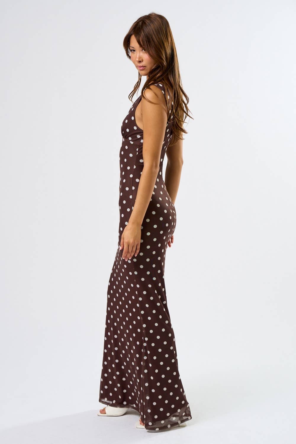 Chic Mesh Polka Dot Maxi Dress