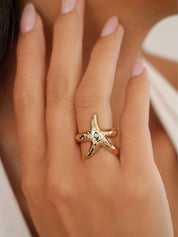 Starfish Luxe Ring: Clear Crystal with 18k Gold Plating