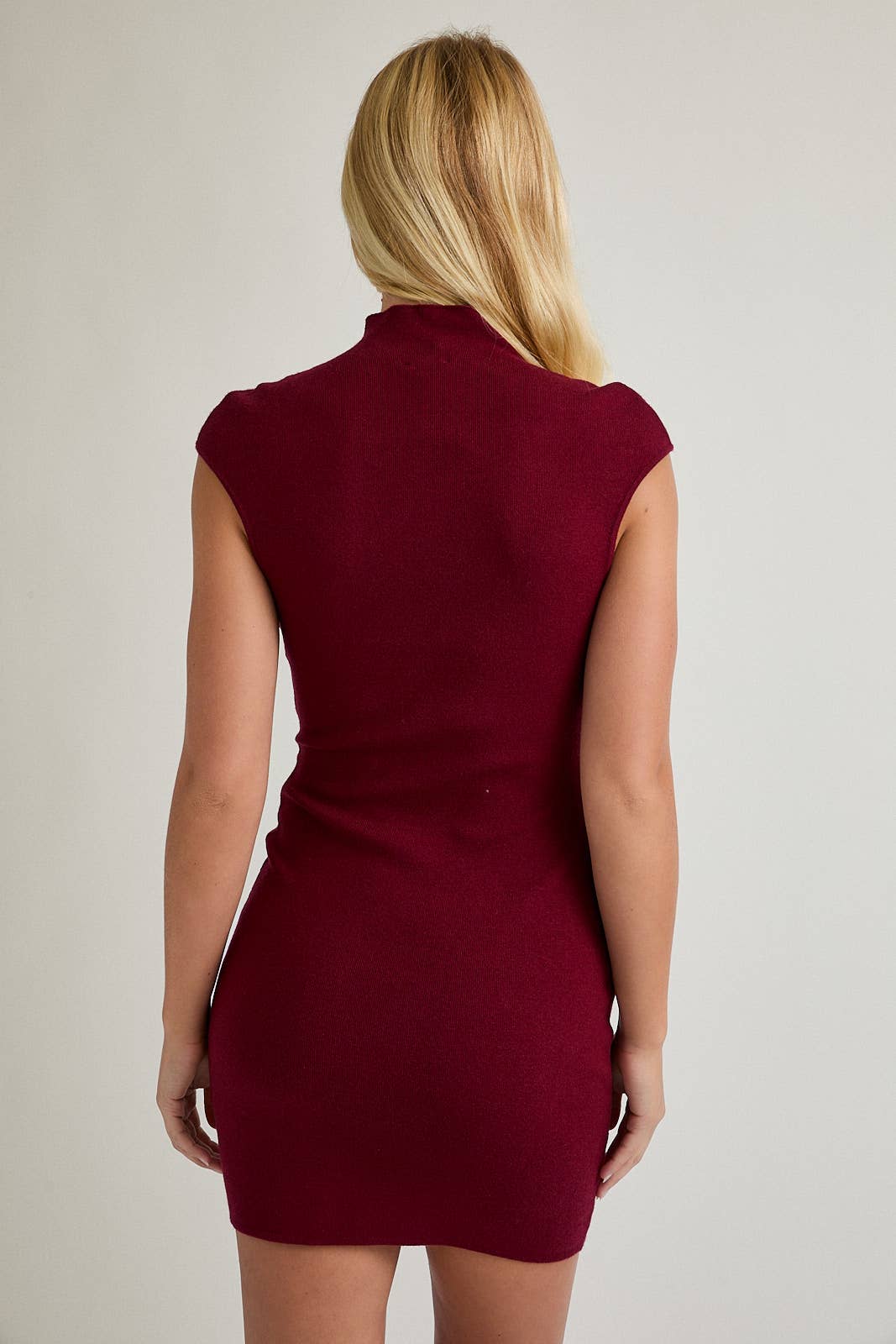 Penelope Mock Neck Dress in Burgundy
