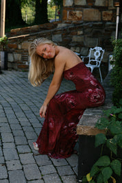 Cheetah Rose Strapless Maxi
