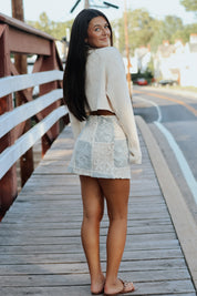 Carmine Green Crochet Mini Skirt