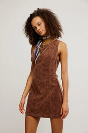 Atlas Suede Mini Dress in Chicory Coffee by FP