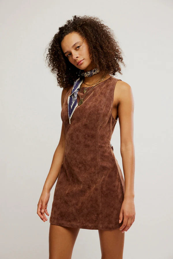 Atlas Suede Mini Dress in Chicory Coffee by FP