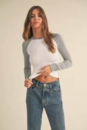 Y2K Raglan Long Sleeve Tee: Chocolate