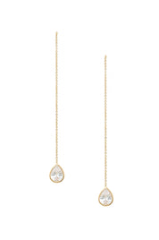 Barely There Chain and Crystal Dangle Earrings: Light Topaz Crystals with 18k Gold Plating