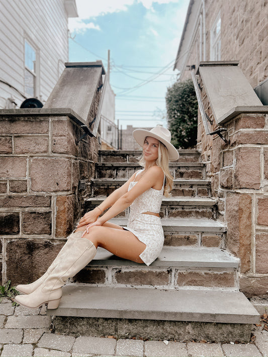 Abigail Ivory Beige Two Piece Set