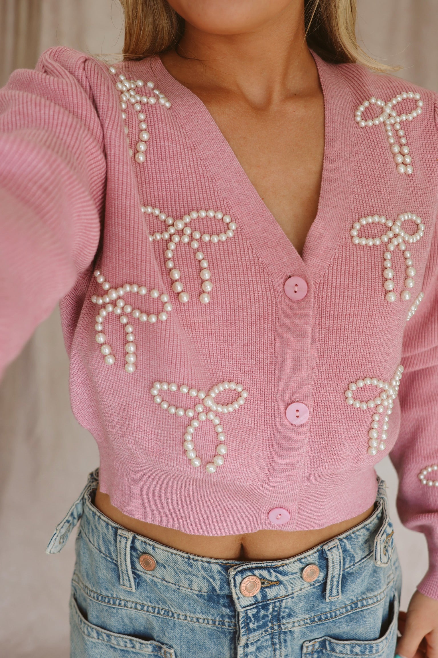 Pink Pearly Club Cardi