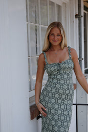 Lucinda Lace Midi Dress in Lilypad