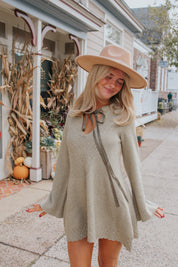 Bali Old Flame Sweater Mini Dress in Olive Tree by Free People