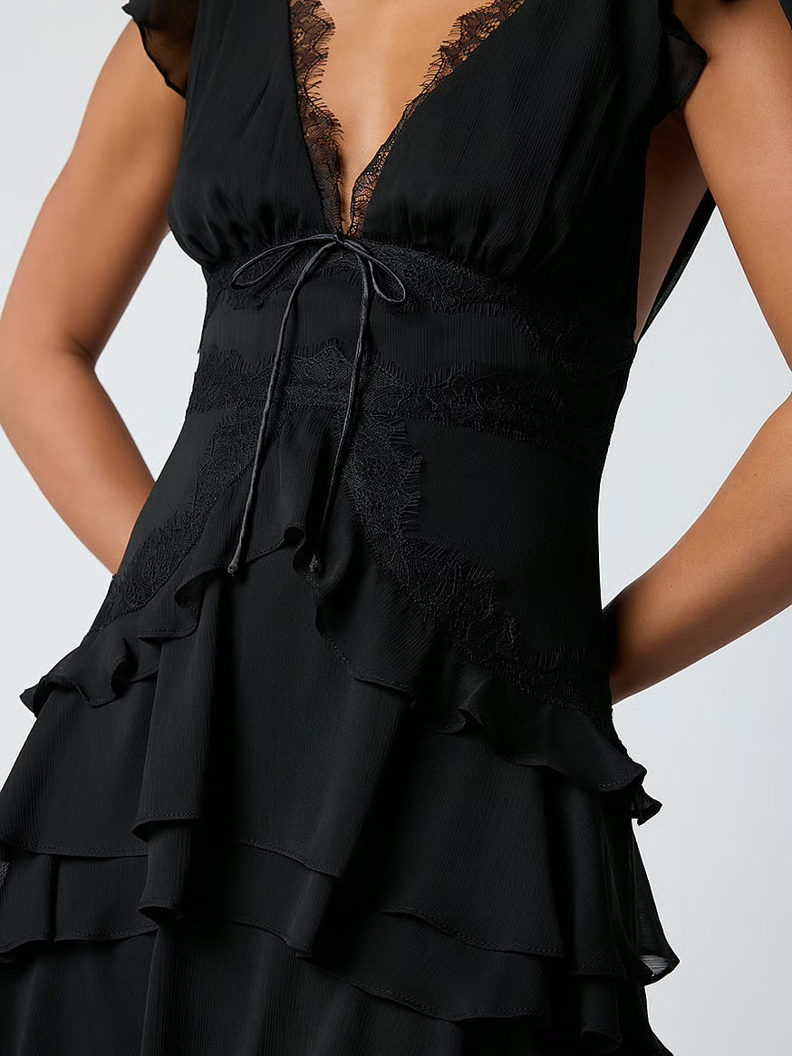 Sai Tiered Dress in Black | Lulus