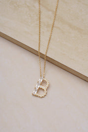 Mixed Crystal Initial 18k Gold Plated Necklace