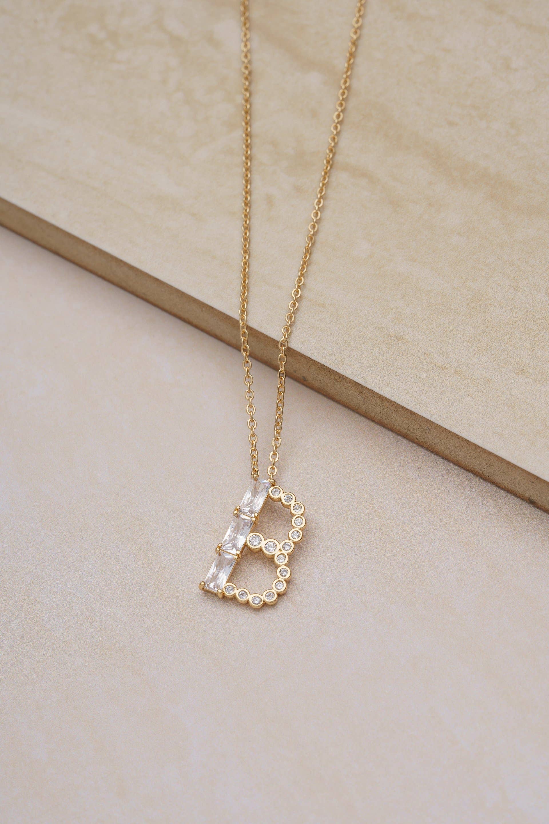 Mixed Crystal Initial 18k Gold Plated Necklace