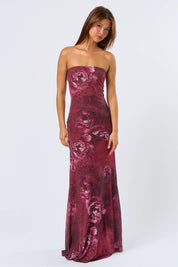 Cheetah Rose Strapless Maxi