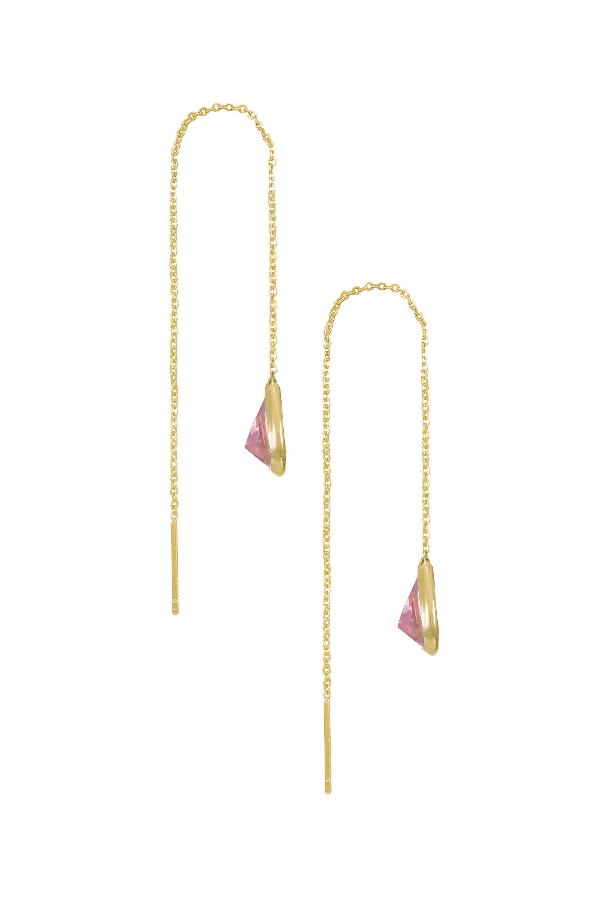 Barely There Chain and Crystal Dangle Earrings: Light Topaz Crystals with 18k Gold Plating