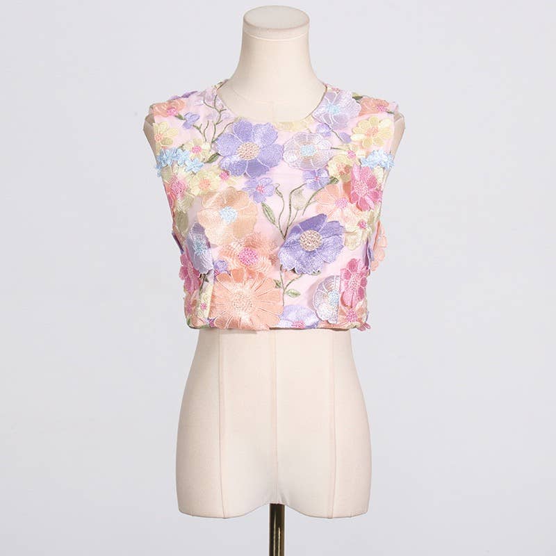 Floral Embroidery Two Piece Multi-Colored