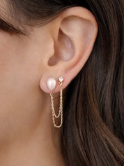 Double Piercing Freshwater Pearl Earring