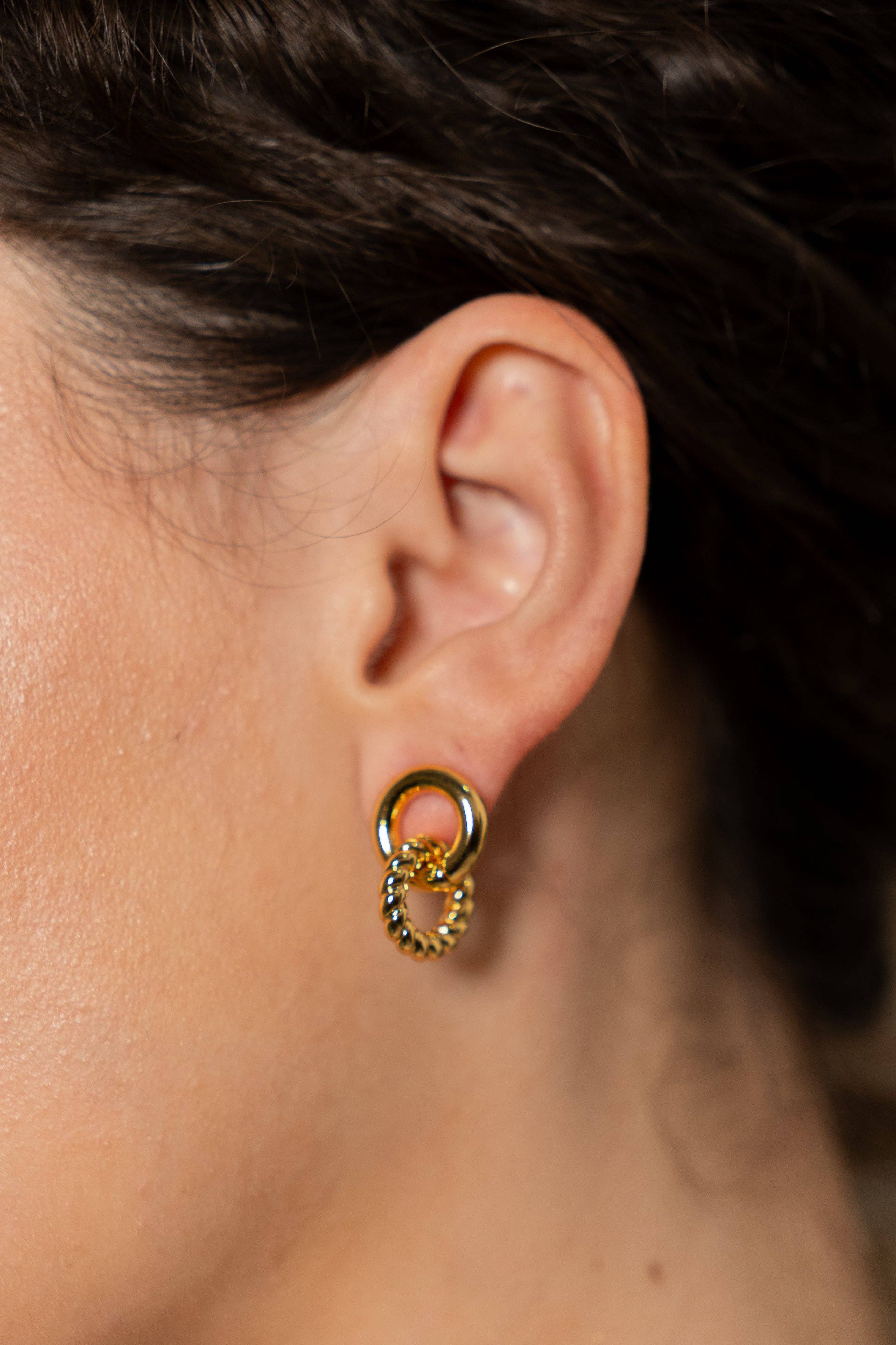 18K Gold Smooth and Twist Studs