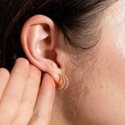 18k Gold Pave Shine Double Hoops