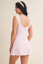 Sleeveless Wrap Tie Front Dress: Pink