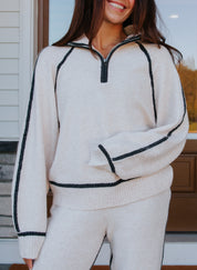 Sunday Chic Quarter Zip Sweater Vintage Havana