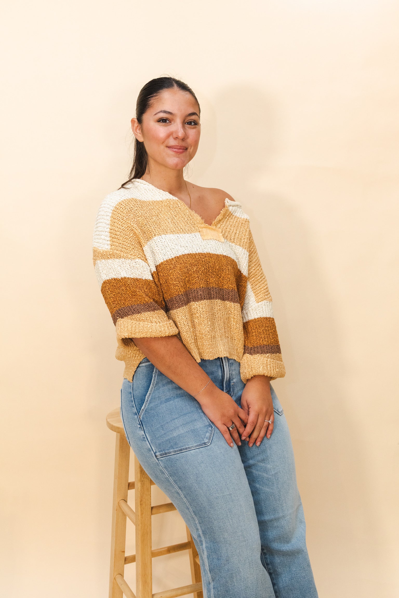 Cider Slouchy Cropped Sweater Multi Color