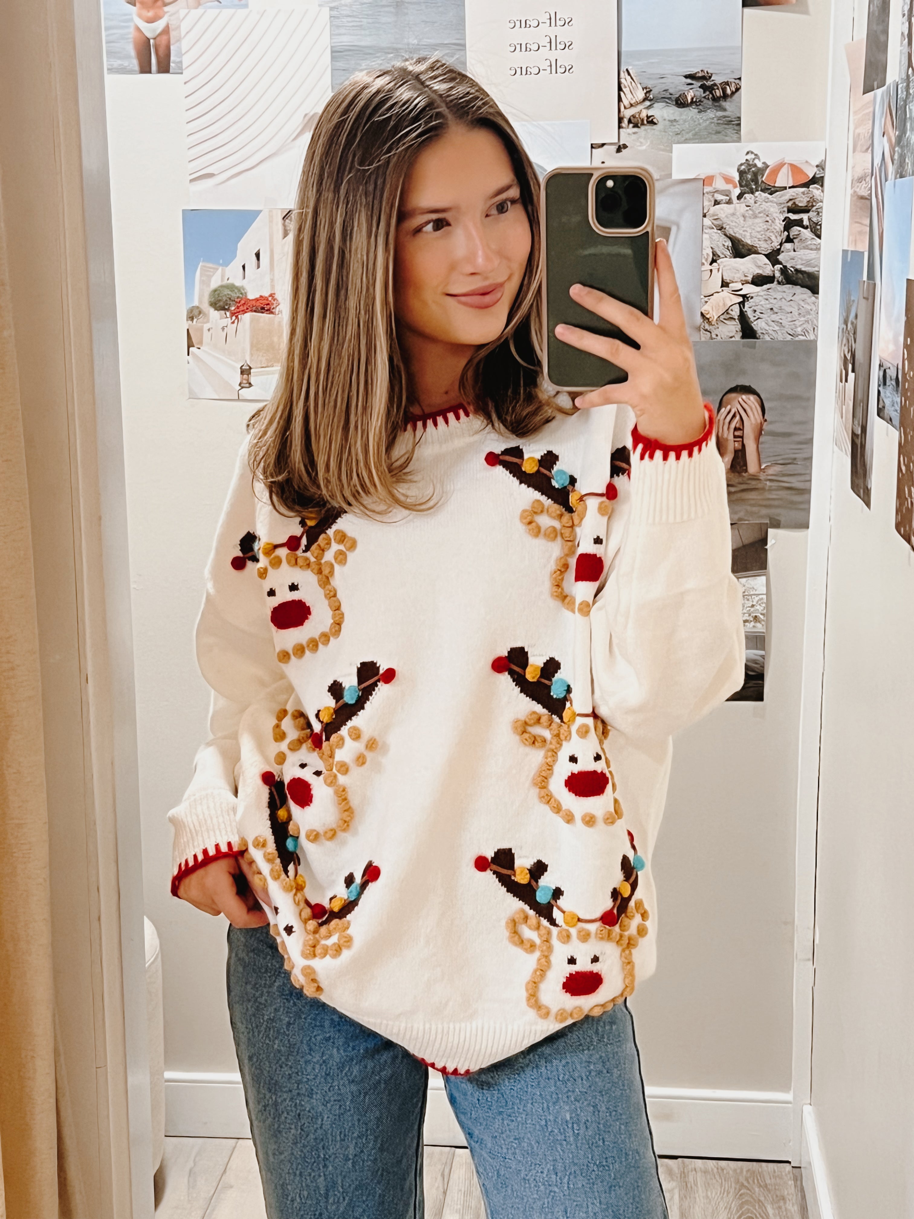 Reindeer Pom Pom Sweater