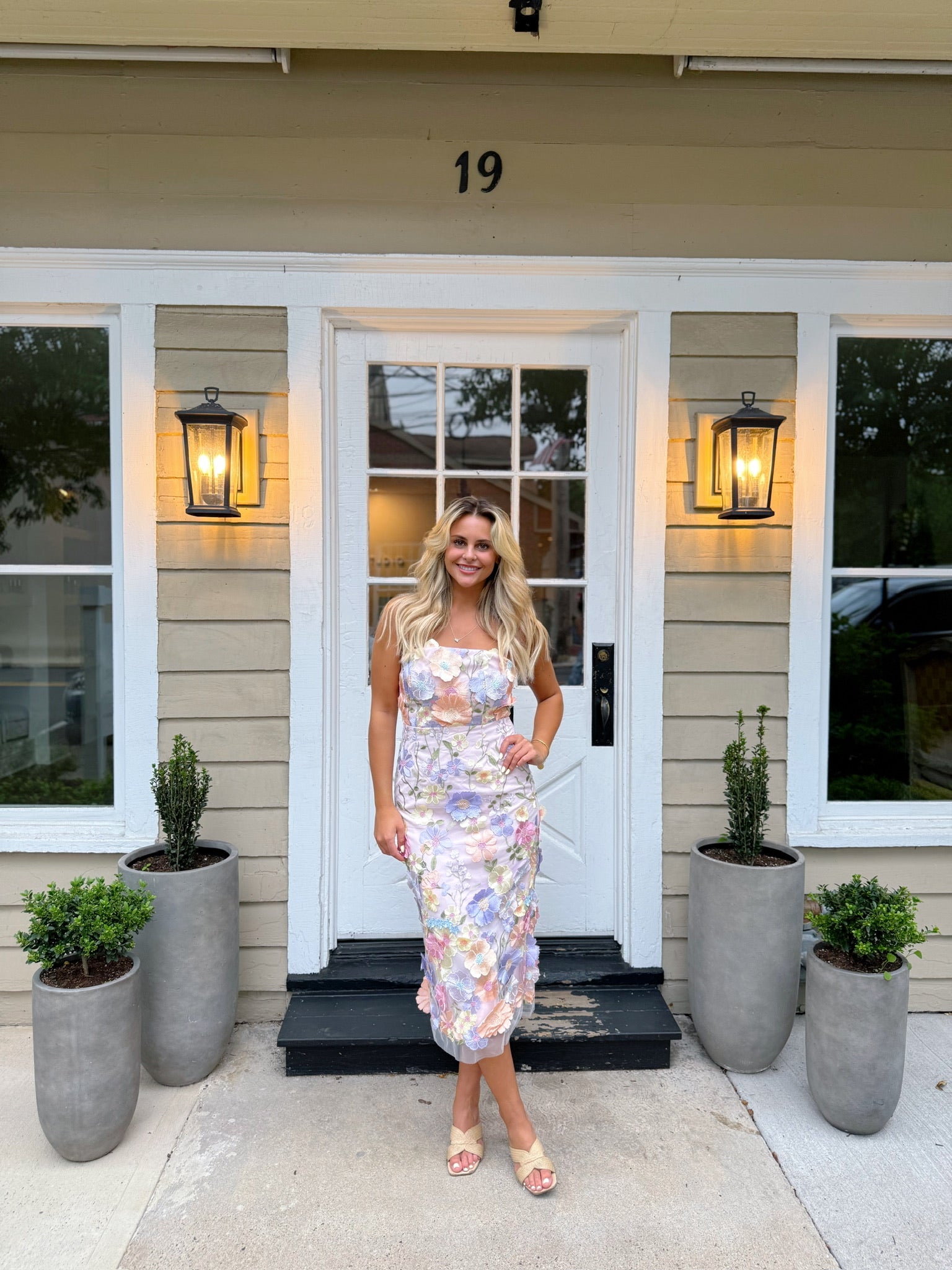 Floral Embroidered Slim Tube Dress in Purple