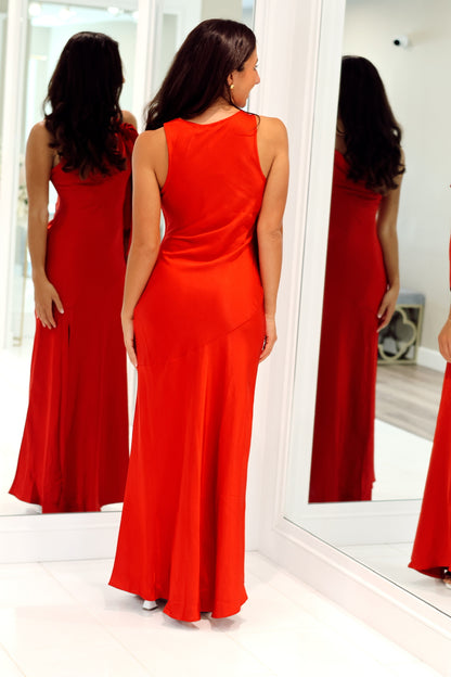 Divine Love Satin Midi Red