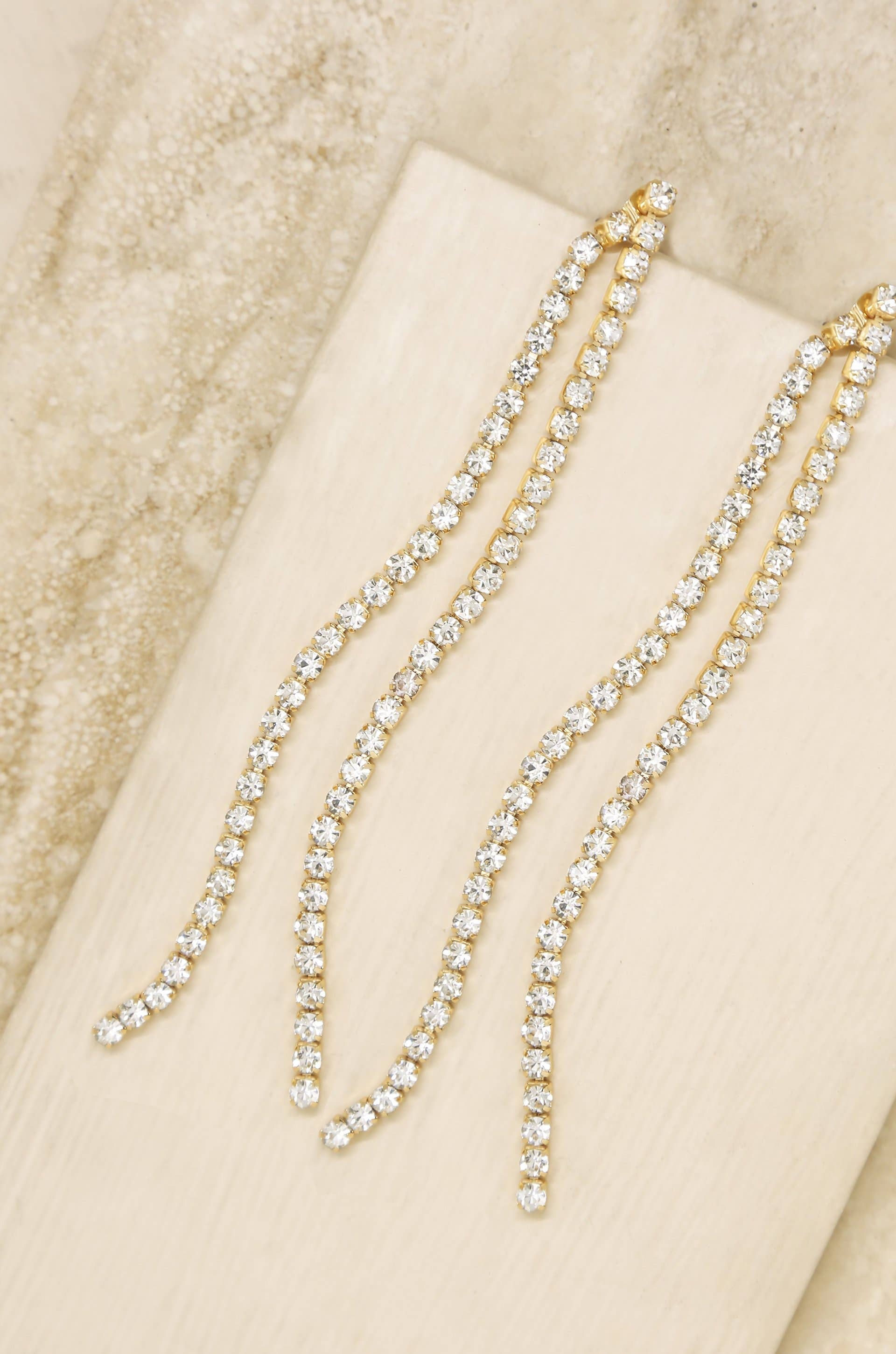Crystal Chain Linear Dangle Earrings