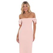 Off Shoulder Bow Sleeve Maxi Dress in Pink