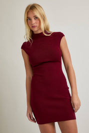 Penelope Mock Neck Dress in Burgundy
