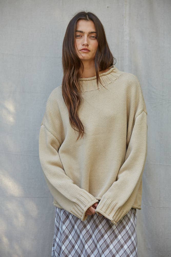 Alaina Mock Neck Tan