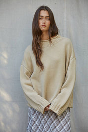 Alaina Mock Neck Tan