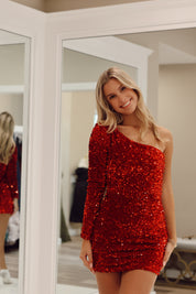 Rita One Shoulder Sequin Mini