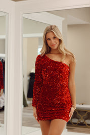 Rita One Shoulder Sequin Mini