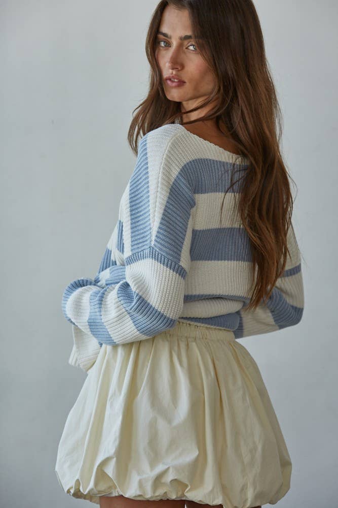 Grover Striped Sweater Light Blue/White