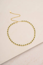 Crystal Disc and 18k Gold Plated Link Necklace: Clear Crystals / One Size