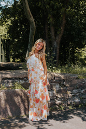Mabel Tiered Maxi Orange/White