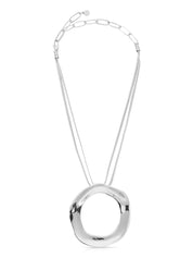 Open Circle Statement Necklace: Silver Plated / One Size