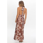 Fall Florals Mesh Halter Maxi