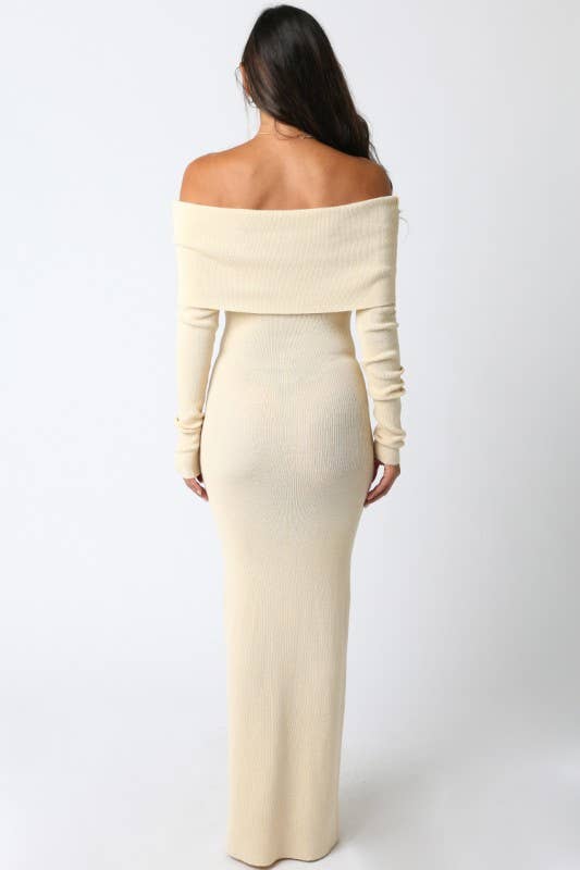 Tara Open Knit Dress: Ecru