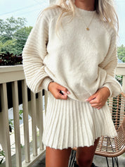 Gabrielle Cream Sweater Skirt Set