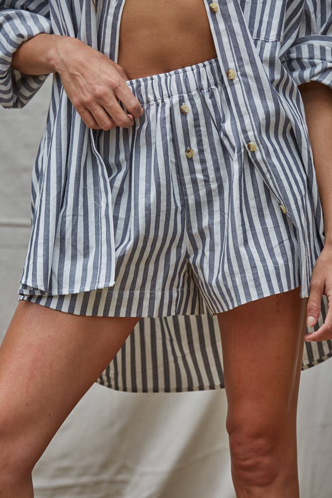 Sail Away Stripe Shorts Navy