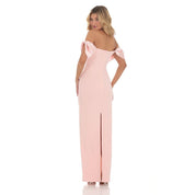 Off Shoulder Bow Sleeve Maxi Dress in Pink
