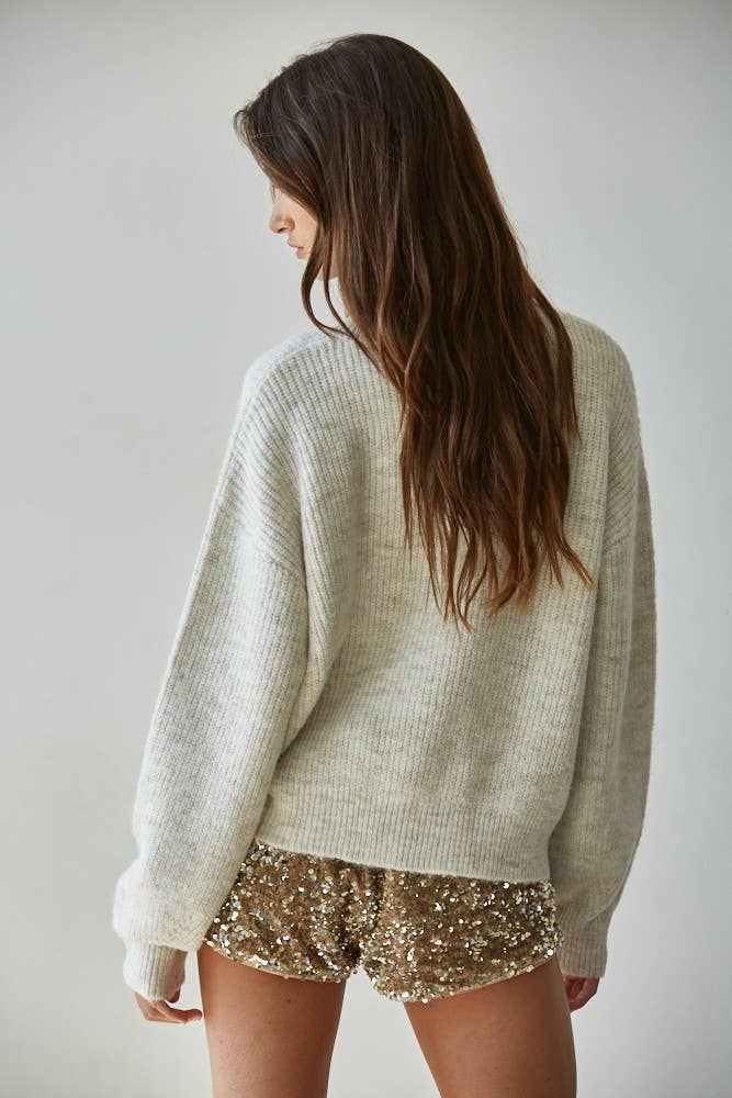 Pearl Detail Cardigan in Oatmeal
