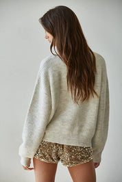 Pearl Detail Cardigan in Oatmeal